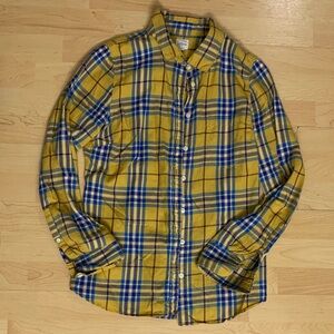 J. Crew Women’s Yellow and Blue Checkered Shirt